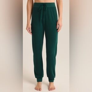 Z Supply Forest Green Knit Wide-Leg Lounge Pants